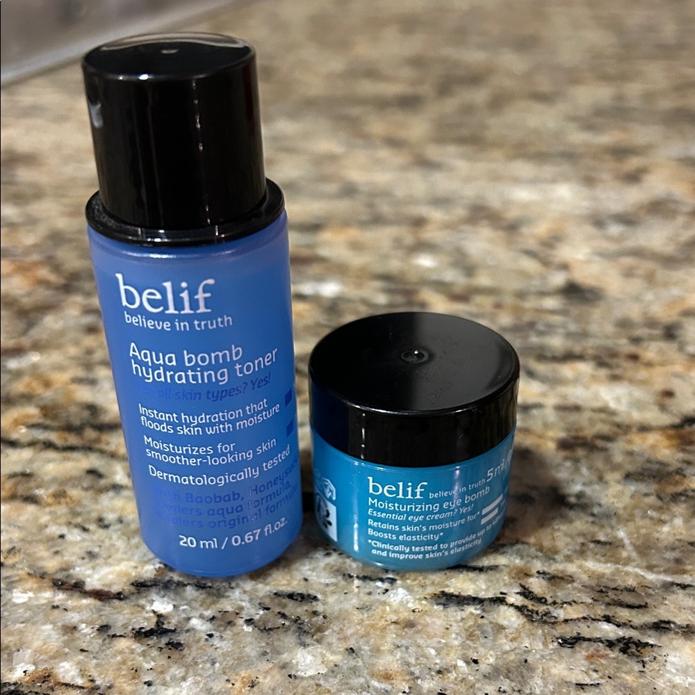 belif Hydration Mini Duo | Eye Bomb + Aqua Bomb Toner | 2 piece Bundle | NIB